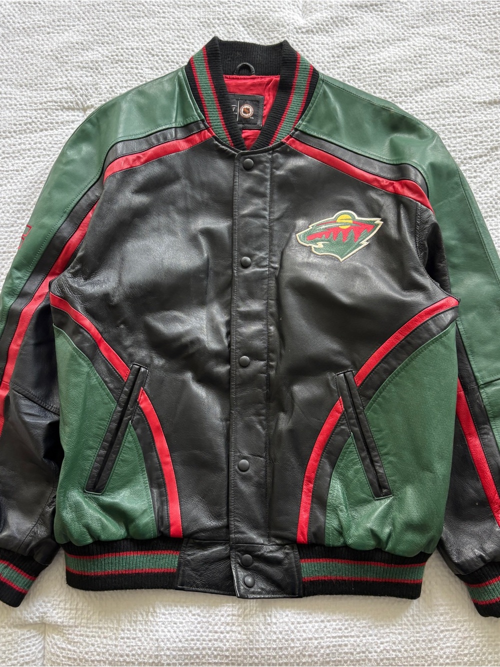 Vintage Minnesota Wild Leather Bomber Jacket